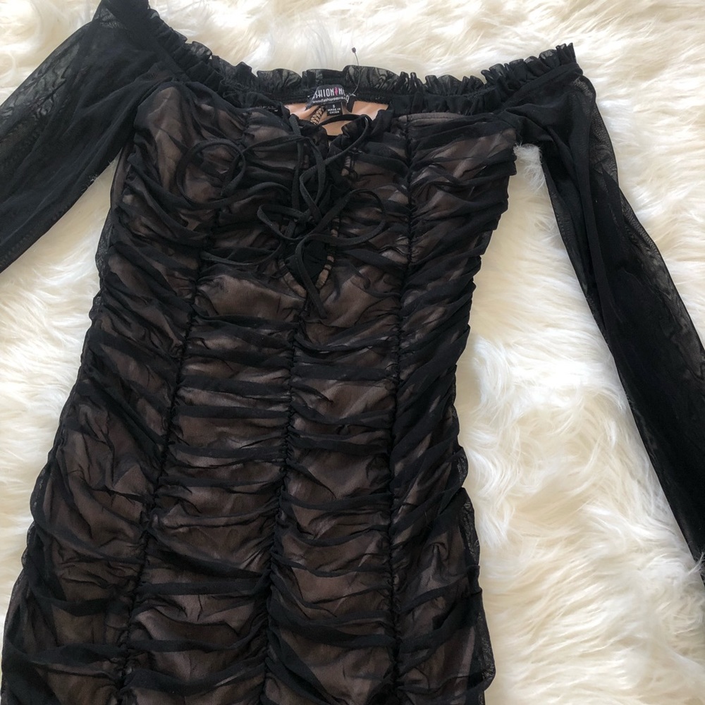 Fashion Nova Rouched Maura Mesh Dress - Picture 4 of 5